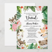 Virtueel Baby shower voor meisjes | Safari Friends Kaart (Voorkant / Achterkant)