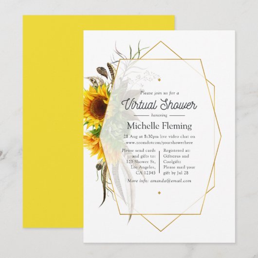 Virtueel Baby shower voor zonnebloem Geometric Sum Kaart (Voorkant / Achterkant)