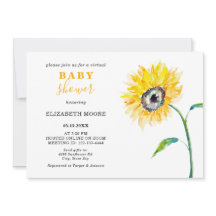 Virtueel Baby shower Zonnebloemthema Neutraal zoom