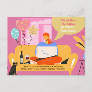 Virtueel feest Baby Bruidsdouche Verjaardag Afstud Briefkaart