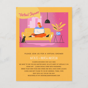 Virtueel feest Baby Bruidsdouche Verjaardag Afstud Briefkaart