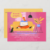 Virtueel feestje baby bruidsfeest verjaardag afstu briefkaart (Voorkant / Achterkant)