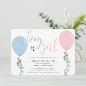 Virtueel geslacht onthullen blauwe roze ballonnen  kaart (Staand voorkant)
