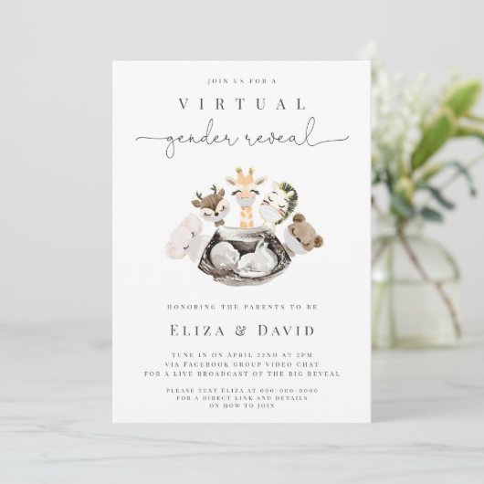 Virtueel geslacht onthult dat hij of zij dieren ne kaart (Staand voorkant)