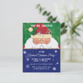 Virtueel Kerstfeest Kerstman met Muis Vakantie Uitnodiging Briefkaart (Staand voorkant)