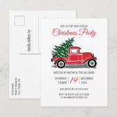Virtueel Kerstfeest Oude Rode Truck Boom Uitnodiging Briefkaart (Voorkant / Achterkant)