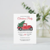 Virtueel Kerstfeest Oude Rode Truck Boom Uitnodiging Briefkaart (Staand voorkant)