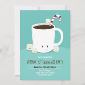 Virtueel Kerstfeest Warme Chocolade Turquoise Kaart (Voorkant)