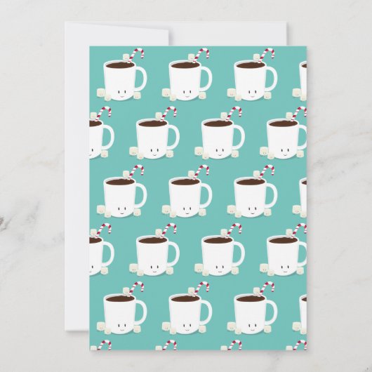 Virtueel Kerstfeest Warme Chocolade Turquoise Kaart (Achterkant)