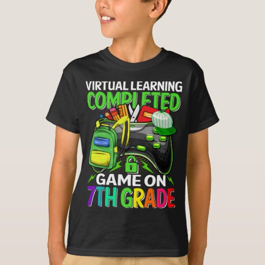 Virtueel leren Voltooid spel op 7e klas T-shirt (Voorkant)