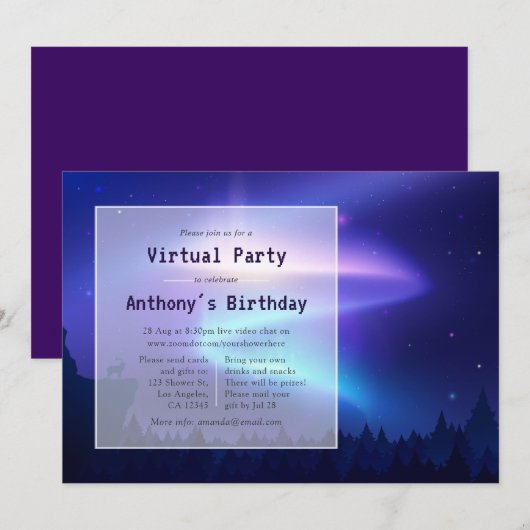 Virtueel Noorderlicht Verjaardagsfeest Kaart (Voorkant / Achterkant)