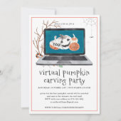 Virtueel pompoensnijden | Halloweenfeest Kaart (Voorkant)