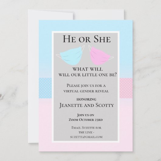 Virtueel roze blauw geslacht onthullen 2020 gevalm kaart (Voorkant)