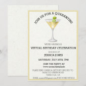 Virtueel verjaardagsfeest Doe mee met Quarantini Kaart (Voorkant / Achterkant)