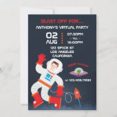 Virtueel verjaardagsfeest met ruimte thema foto kaart (Voorkant)