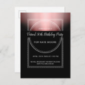 Virtueel verjaardagsfeest Metallic Roze Goud Zwart Uitnodiging Briefkaart (Voorkant / Achterkant)