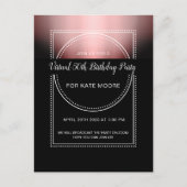 Virtueel verjaardagsfeest Metallic Roze Goud Zwart Uitnodiging Briefkaart (Voorkant)