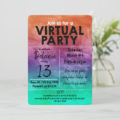 Virtueel verjaardagsfeest watercolor ontwerp kaart (Staand voorkant)