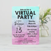 Virtueel verjaardagsfeest watercolor ontwerp kaart (Staand voorkant)