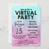 Virtueel verjaardagsfeest watercolor ontwerp kaart (Voorkant)