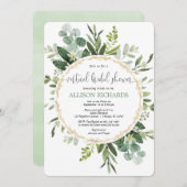 Virtueel vrijgezellenfeest groen goud eucalyptus kaart (Voorkant / Achterkant)