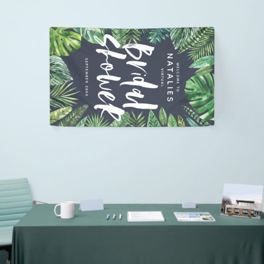 Virtueel vrijgezellenfeest van het tropisch palmbl spandoek (Beurs)