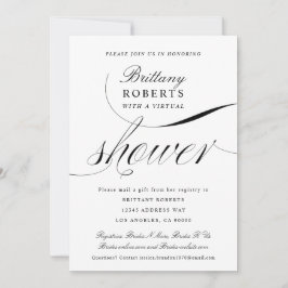 Virtueel Vrijgezellenfeest zwart-wit elegant scrip Kaart