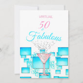 Virtuele 50- en Fabulous Modern Cocktail Party Kaart (Voorkant)