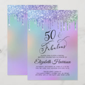 Virtuele 50e verjaardag Rainbow Glitter Kaart (Voorkant / Achterkant)