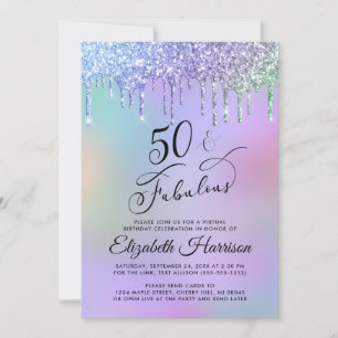 Virtuele 50e verjaardag Rainbow Glitter Kaart
