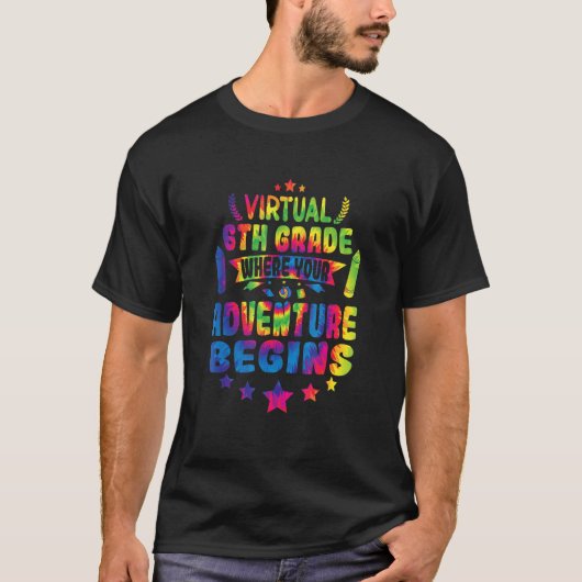 Virtuele 6de graad terug naar schoolavontuur begin t-shirt (Voorkant)