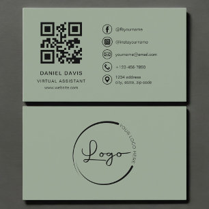 Virtuele assistent Sage Green Logo QR-code  Visitekaartje