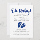 Virtuele Baby Boy Douche Marine Blauwe Voeten Kaart (Voorkant)