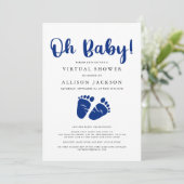 Virtuele Baby Boy Douche Marine Blauwe Voeten Kaart (Staand voorkant)