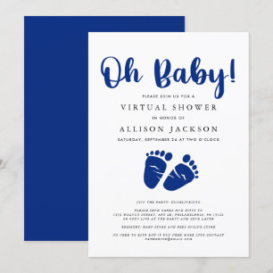 Virtuele Baby Boy Douche Marine Blauwe Voeten Kaart