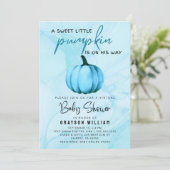 Virtuele Baby Jongen Douche Blauwe Pompoen Kaart (Staand voorkant)