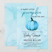 Virtuele Baby Jongen Douche Blauwe Pompoen Kaart (Voorkant / Achterkant)