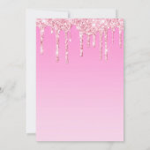 Virtuele Baby Meisje Douche Glitter Drip Roze Kaart (Achterkant)