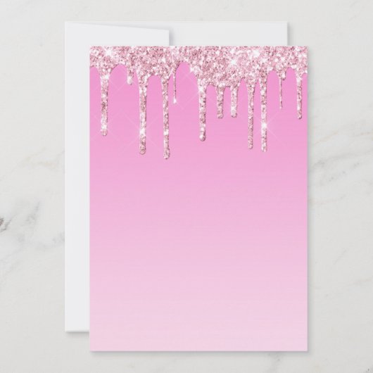 Virtuele Baby Meisje Douche Glitter Drip Roze Kaart (Achterkant)