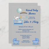 Virtuele baby shower jongen uitnodiging (Voorkant / Achterkant)
