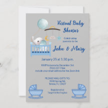 Virtuele baby shower jongen uitnodiging
