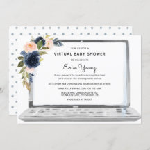 Virtuele Baby Shower Laptop Navy & Blush Bloemen