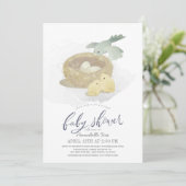 Virtuele Baby shower Nest Blue Boy van vogels Kaart (Staand voorkant)