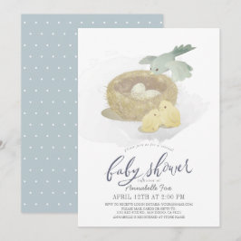 Virtuele Baby shower Nest Blue Boy van vogels Kaart