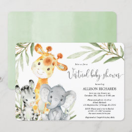 Virtuele Baby shower safari dieren genderneutraal Kaart