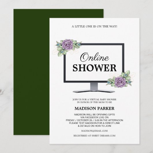 Virtuele baby shower uitnodiging (Voorkant / Achterkant)