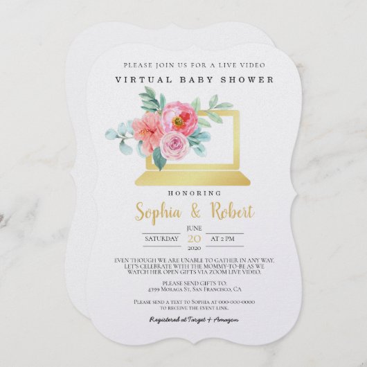 Virtuele baby shower uitnodiging VB10 (Voorkant / Achterkant)