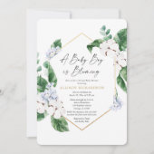 Virtuele baby shower veer blauw goudjongen kaart (Voorkant)