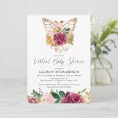 Virtuele Baby shower vlinder blush bogundy Kaart (Staand voorkant)