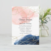 Virtuele Baby shower voor marine en Blush Geometri Kaart (Staand voorkant)